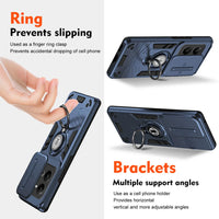 Shockproof Armor Case with Slide Camera Lens Protection and Ring Stand for VIVO V25