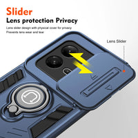 Shockproof Armor Case with Slide Camera Lens Protection and Ring Stand for VIVO V25