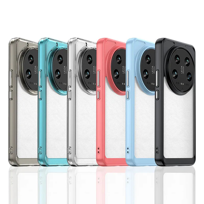 Colorful Soft Edge Silicone Transparent Bumper Case for Xiaomi 14 Ultra