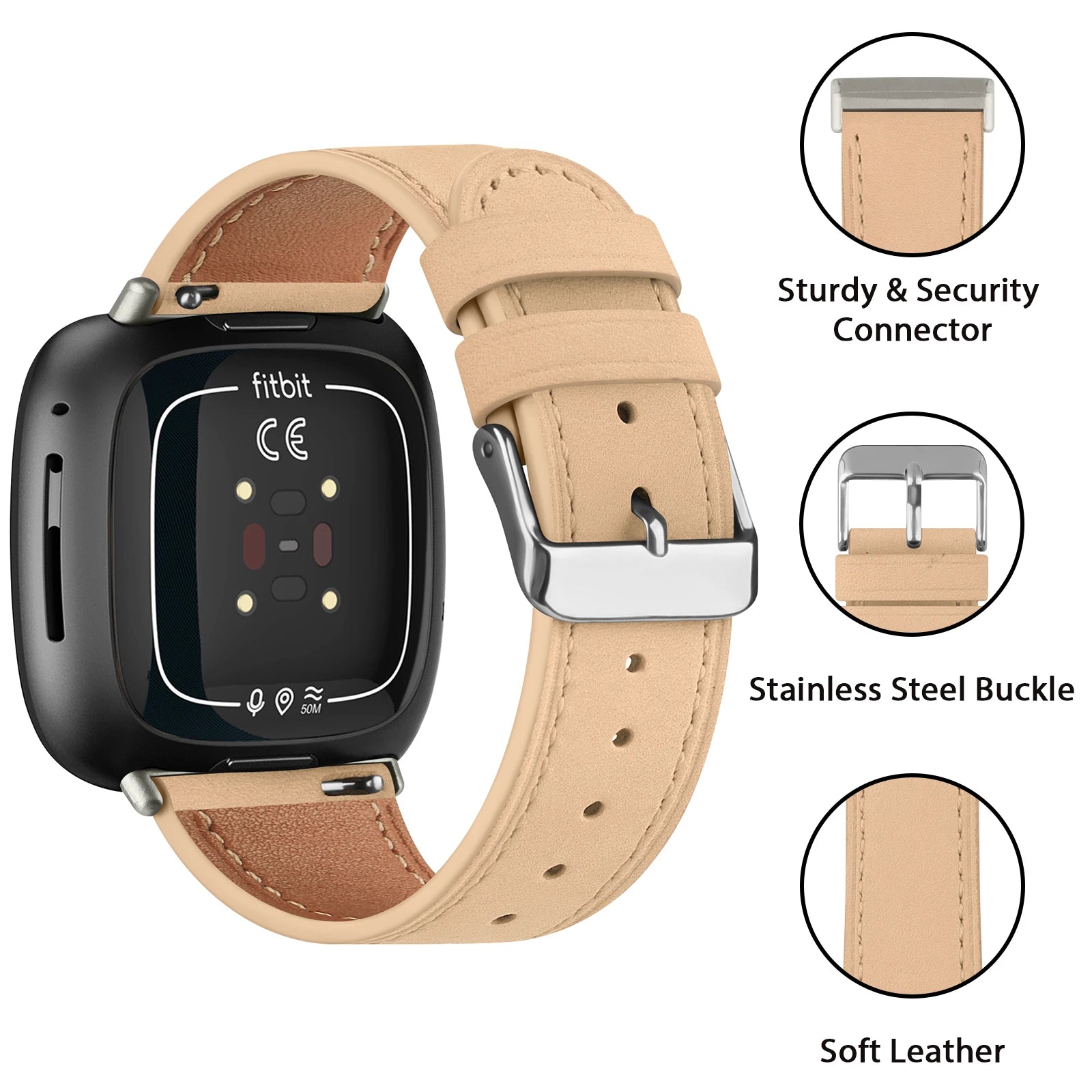 Genuine Leather Band for Fitbit Versa 4