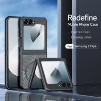 Magnetic PC+TPU Matte Anti-Fingerprint Case with Flowing Line Design for Samsung Galaxy Z Flip 6 - Sleek & Protective