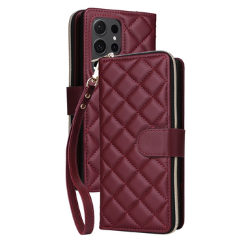 Crossbody Diamond Flip Multi-Card Zipper Wallet Leather Case for Samsung Galaxy S24 Series