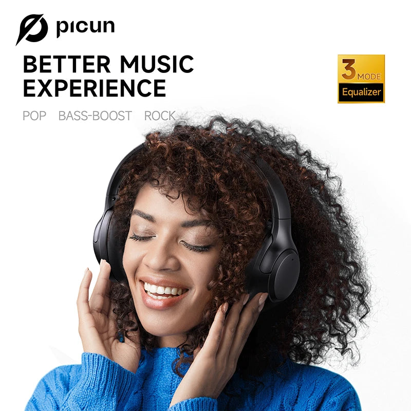 Picun F2 Bluetooth Headphones with ANC - Advanced Noise Cancelling & Comfort