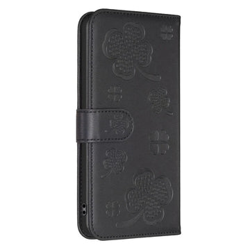 Four Leaf Clover Embossed Wallet Magnetic Leather Case for iPhone 14 Series