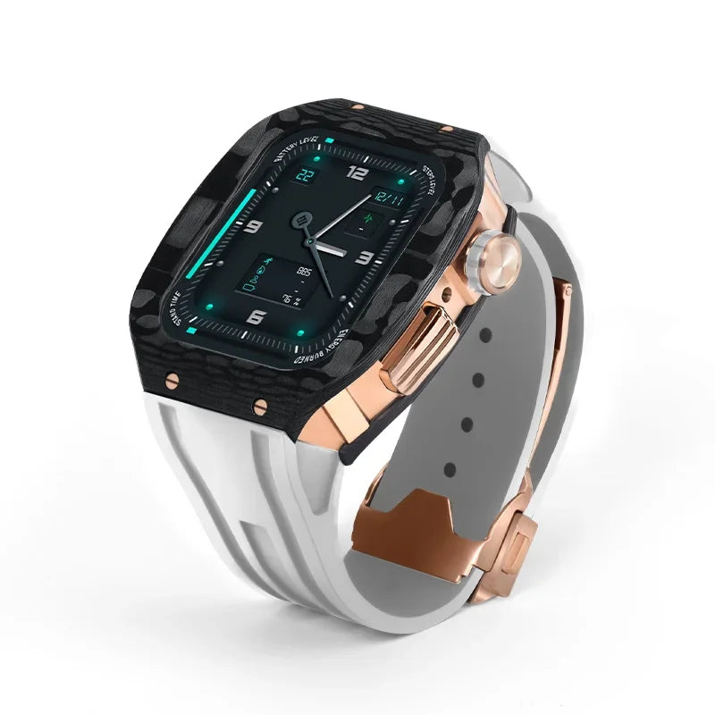 Luxury Carbon Fiber Case with Fluorine Rubber Strap for Apple Watch