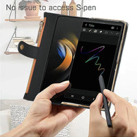 Multifunctional Leather Zipper Wallet Case with Card Slots & Pen Holder for Samsung Galaxy Z Fold 5