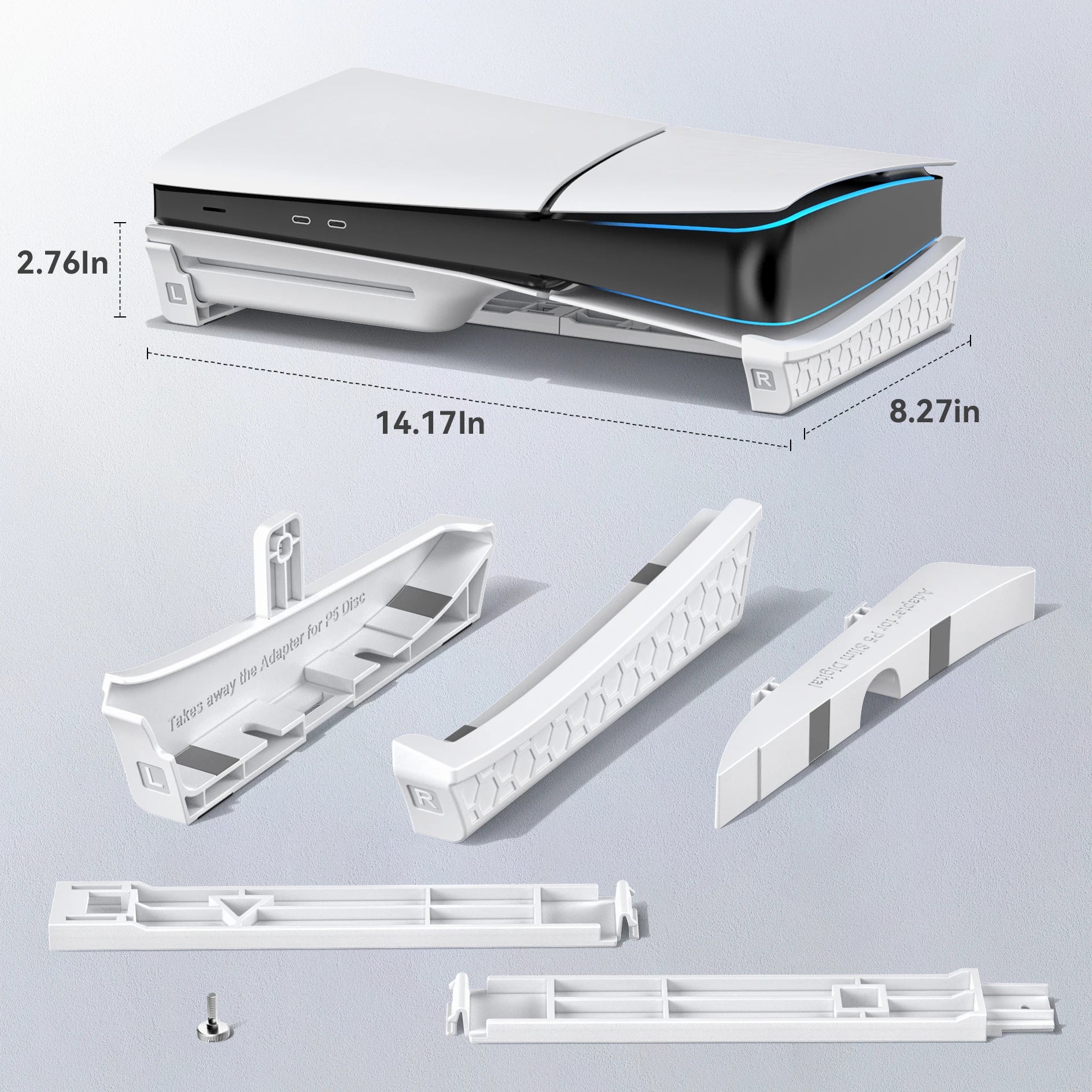 PlayStation 5 Slim Horizontal Stand with Enhanced Support Rods - Stable & Secure