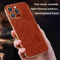 Genuine Oil Wax Leather Phone Case for iPhone 16 Series – Luxury Meets Protection