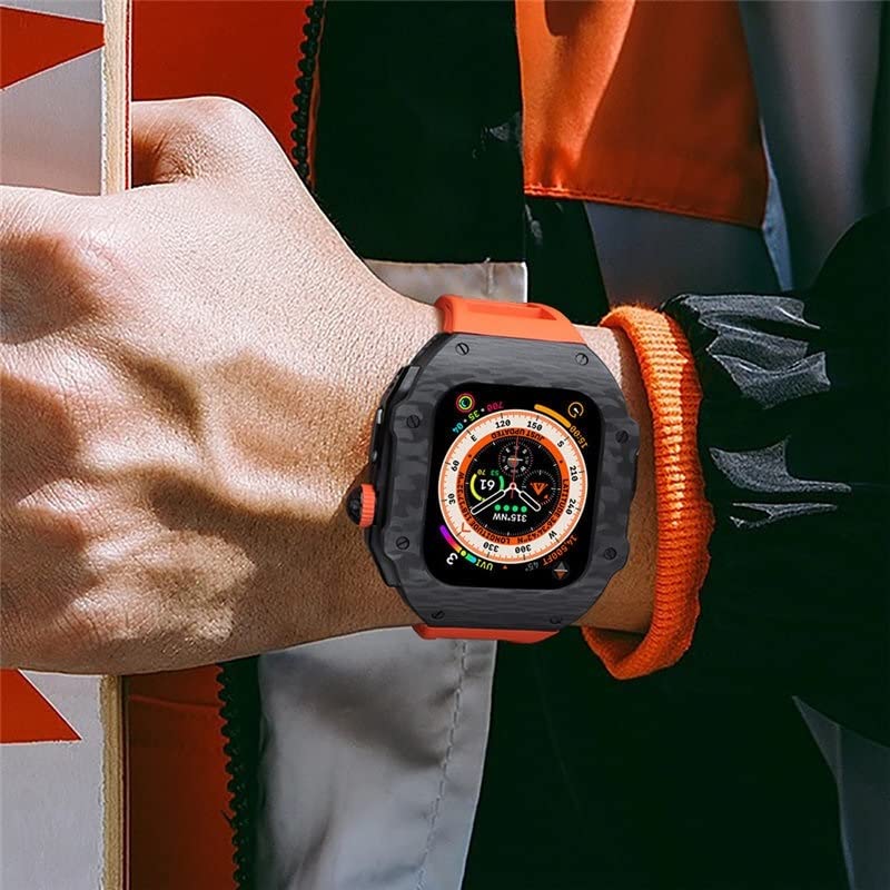 Retrofit Kit Carbon Fiber Cover and Fluororubber Strap for Apple Watch