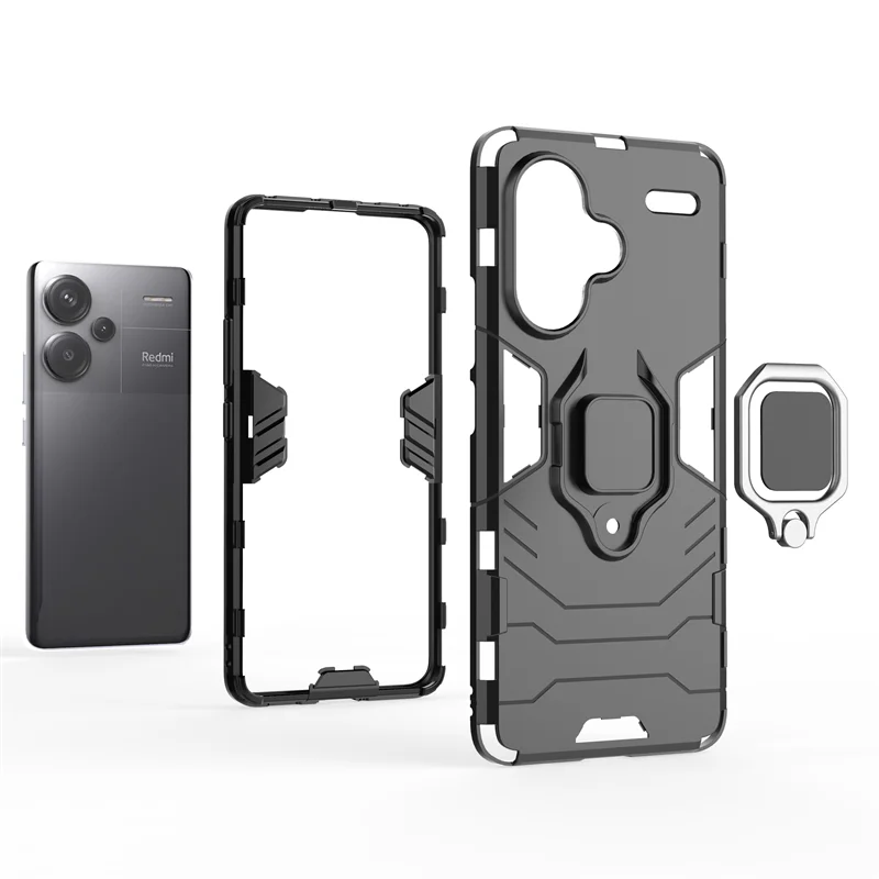 Armor Shockproof Phone Case for Xiaomi Redmi Note 13 Pro Plus with Magnetic Metal Ring Holder