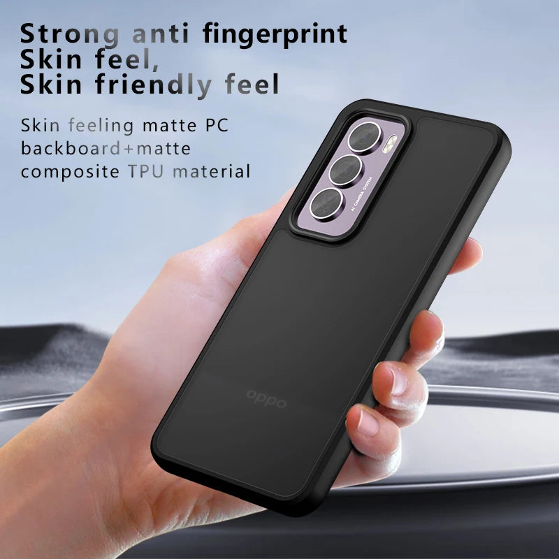 Shockproof Matte Frosted Skin Feel PC+TPU Transparent Case with Anti-fingerprint for OPPO Reno12 Series