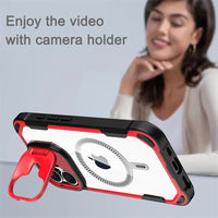 4-Corner Shockproof MagSafe Transparent Phone Case with Lens Holder for iPhone 16 Series