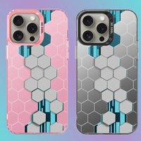 iPhone 15 Series Fashion White Honeycomb Building Block IMD Silicone Phone Case