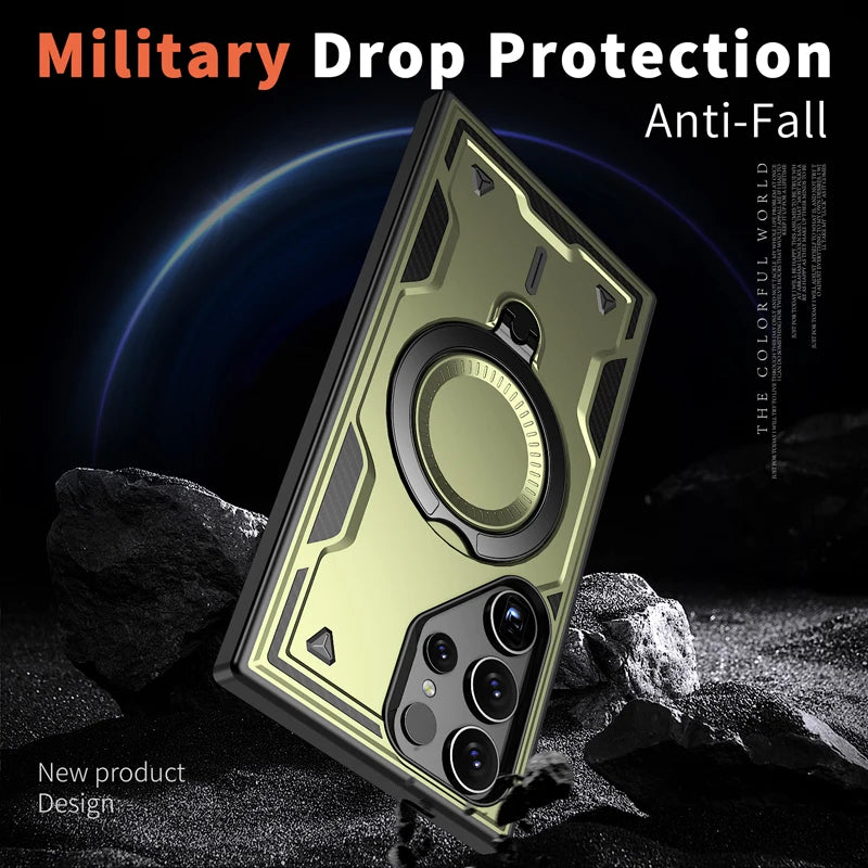 Military Grade Drop-Proof Case with 360° Adjustable Ring Stand for Samsung Galaxy S24 Series