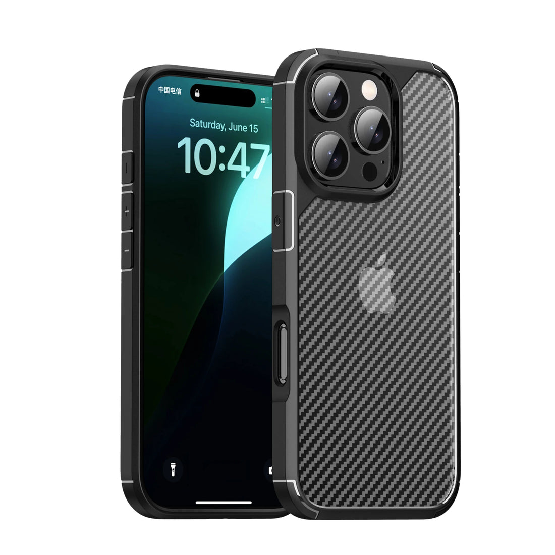 Carbon Fiber Translucent Shockproof Case with Airbag Protection for iPhone 16 Series