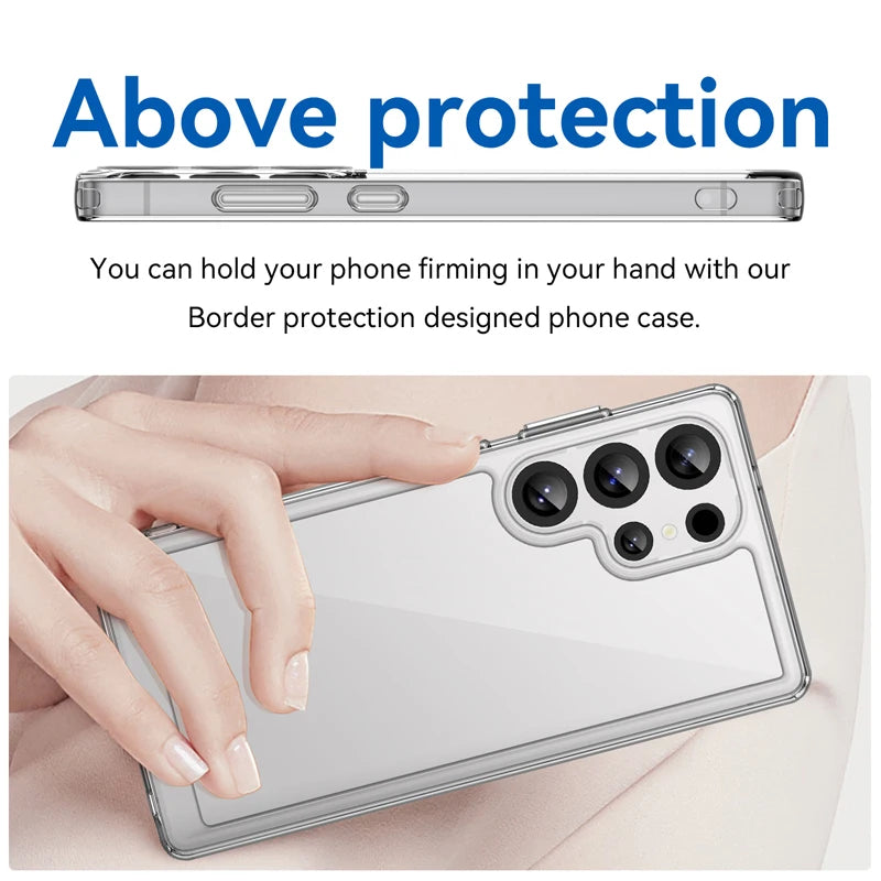 Clear Hard PC Back & Soft TPU Bumper Case with Camera Lens Protection for Samsung Galaxy S25 Series