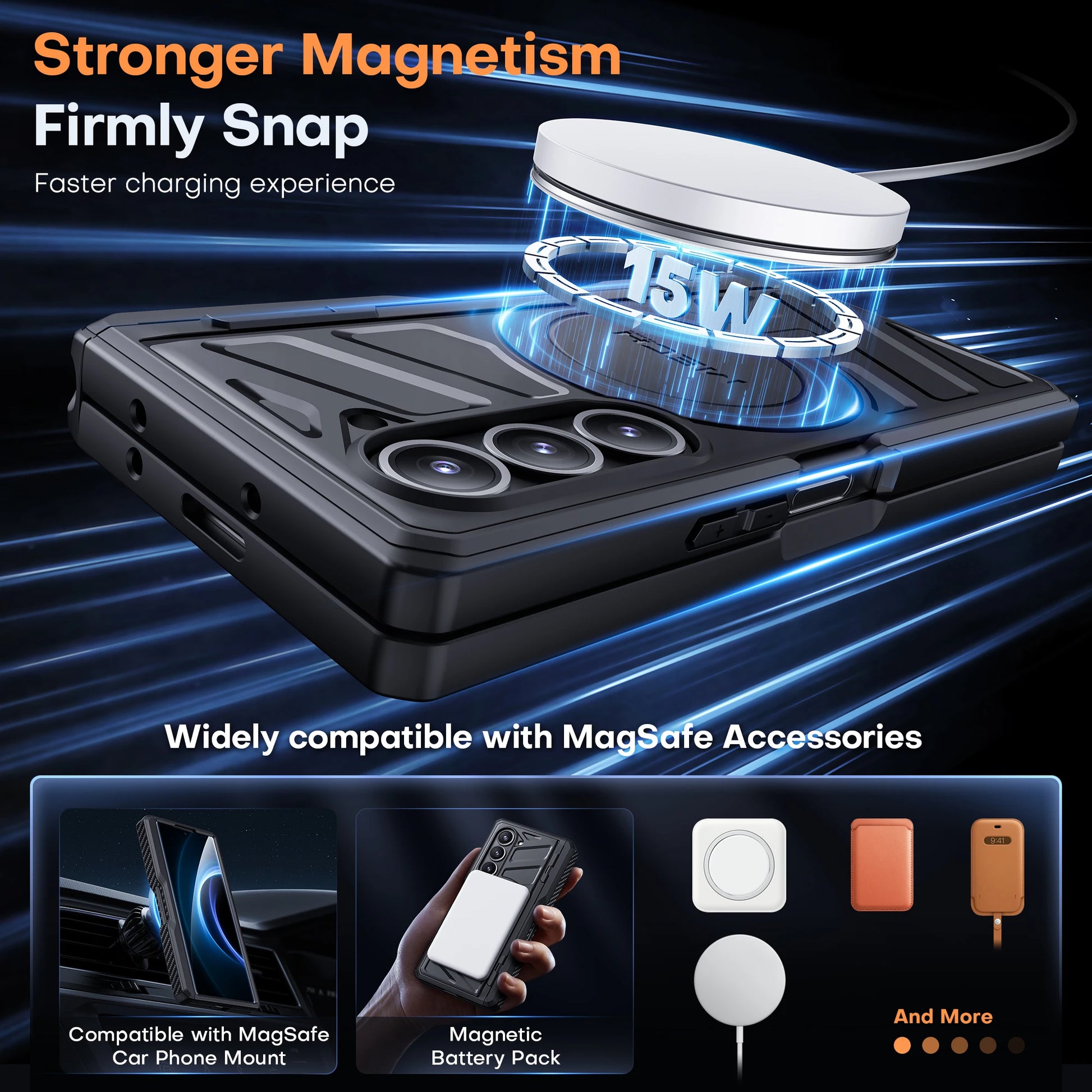 Magnetic Heavy Duty Case with S Pen Holder for Samsung Galaxy Z Fold 6