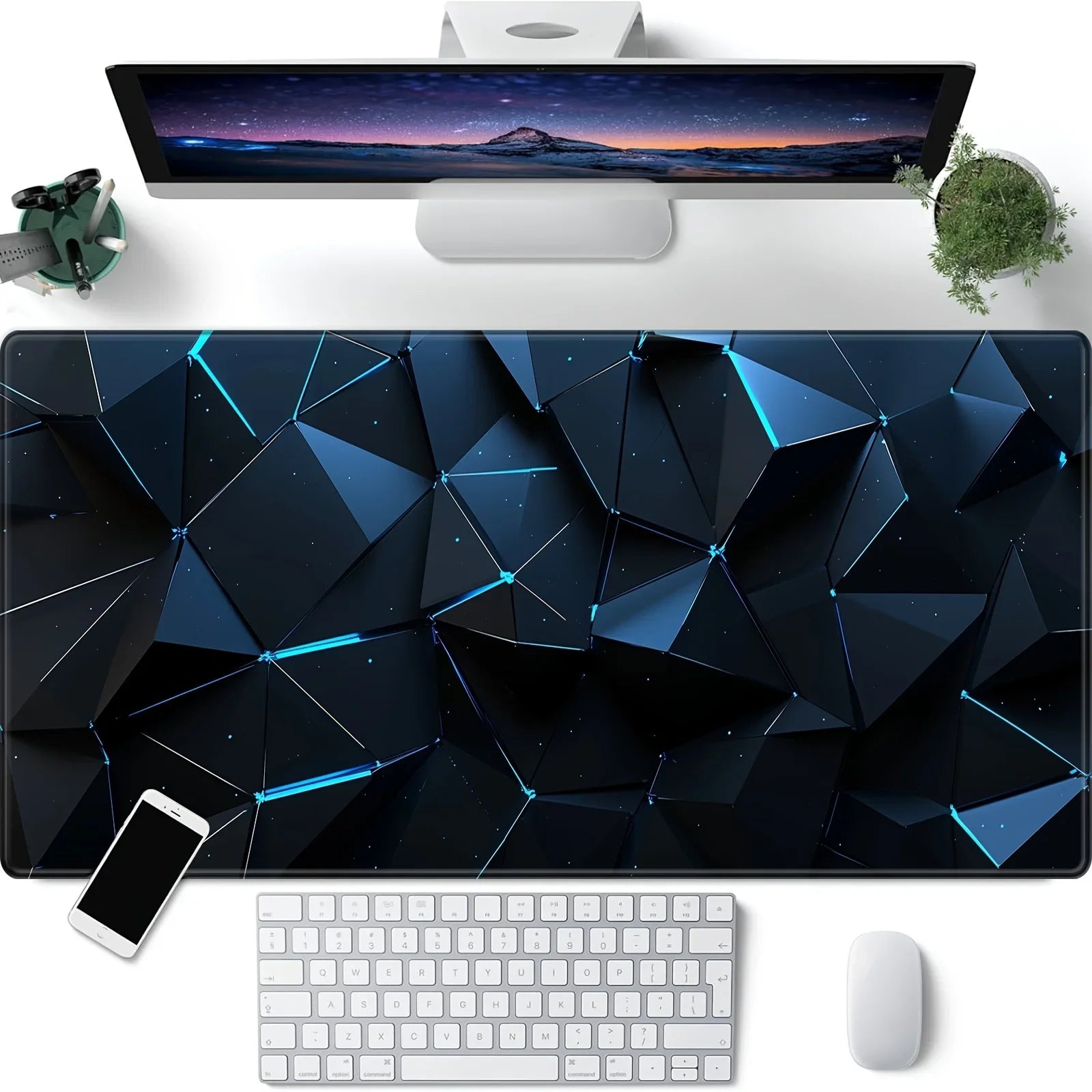 Blue Geometry Large Gaming Mouse Pad