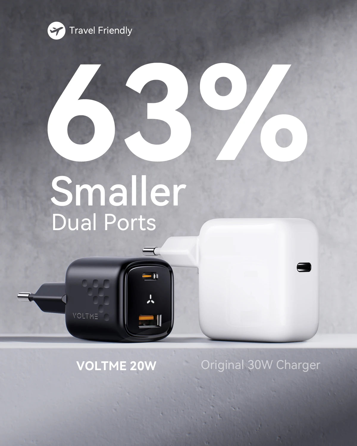 VOLTME 20W Fast USB-C Charger – Compact Power for All Devices (EU Plug)