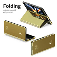 Magnetic Plastic Shockproof Phone Case with Mirror Leather Holder for Samsung Galaxy Z Fold 5