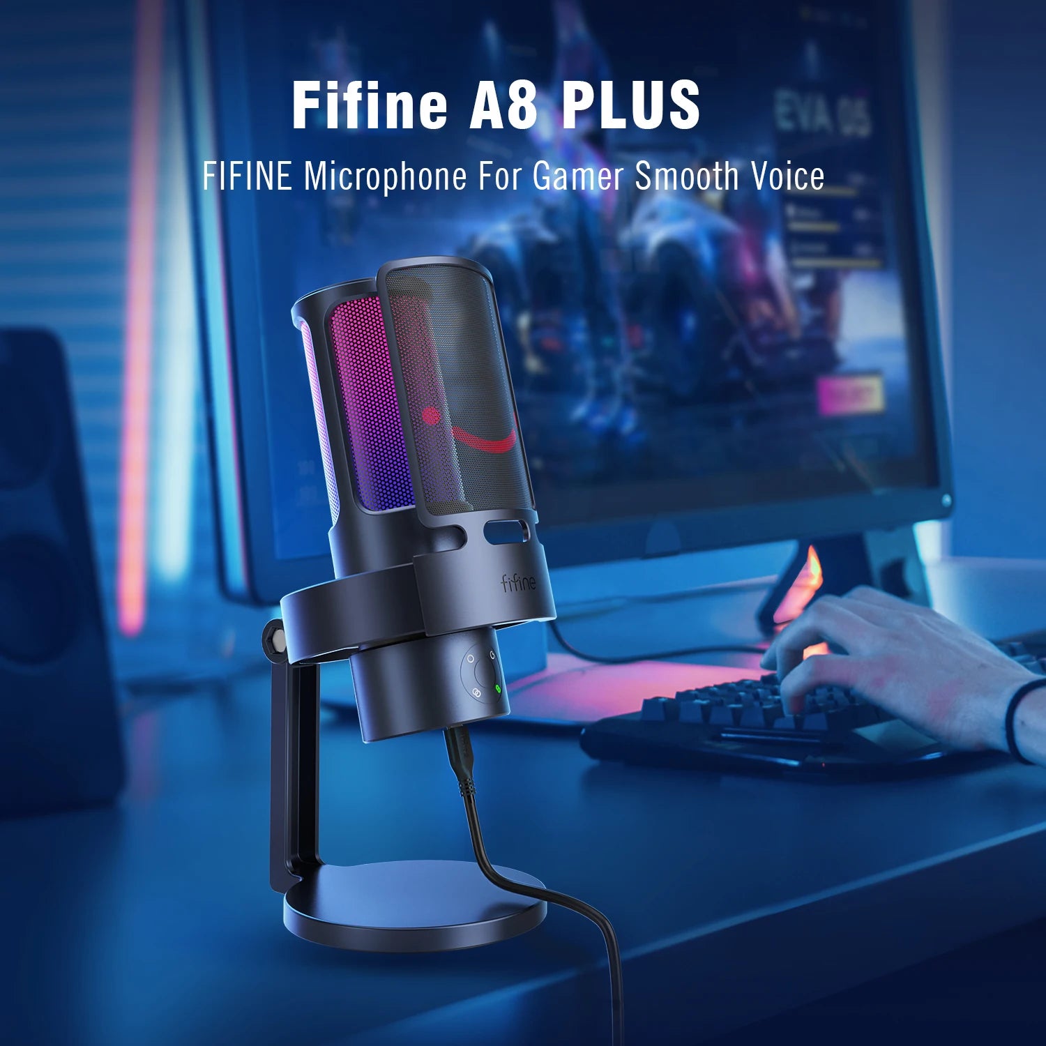 FIFINE Ampligame A8 PLUS USB Microphone – High-Quality Audio for Streamers & Gamers