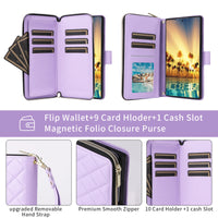 Crossbody Diamond Flip Multi-Card Zipper Wallet Leather Case for Samsung Galaxy S23 Seriess