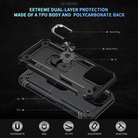 Rugged Armor Case with Metal Ring Holder for iPhone 16 Series