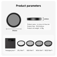 TELESIN CPL ND8 ND16 ND32 Lens Filter Set with Aluminium Alloy Frame for DJI OSMO Action 4