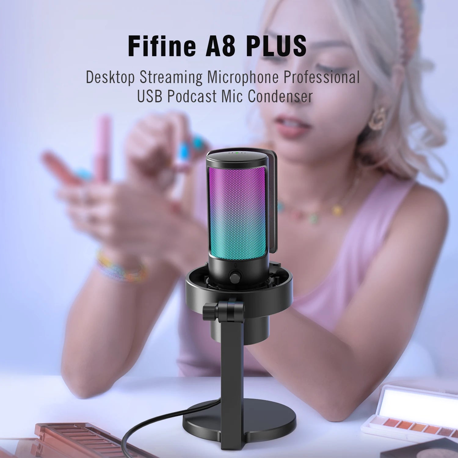 FIFINE Ampligame A8 PLUS USB Microphone – High-Quality Audio for Streamers & Gamers