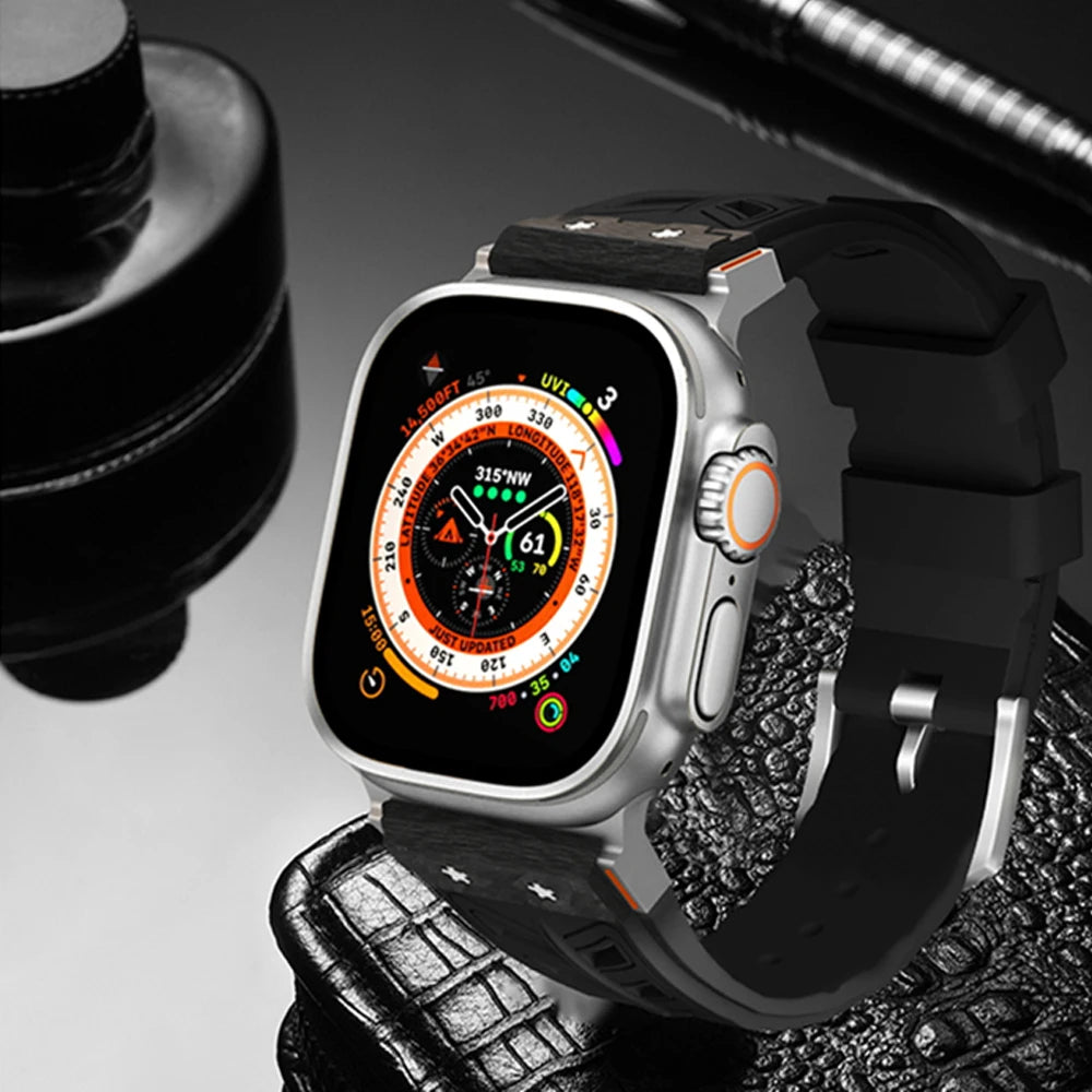 Carbon Fiber Fluororubber Strap for Apple Watch