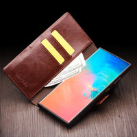 Premium Natural Cowhide Leather Flip Wallet Case for Samsung Galaxy S25 Series