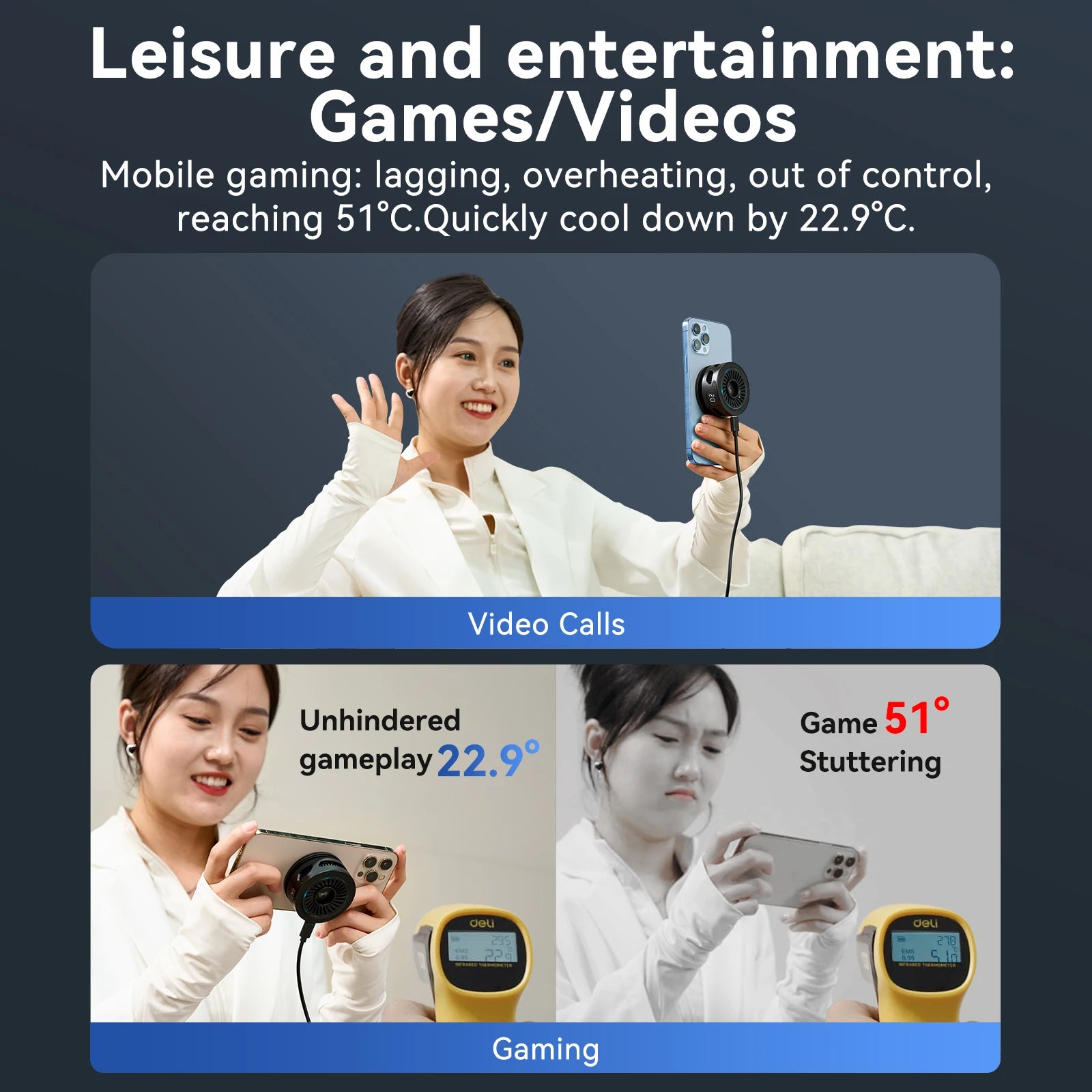 TELESIN Magnetic Mobile Phone Cooling Fan - Efficient & Compact