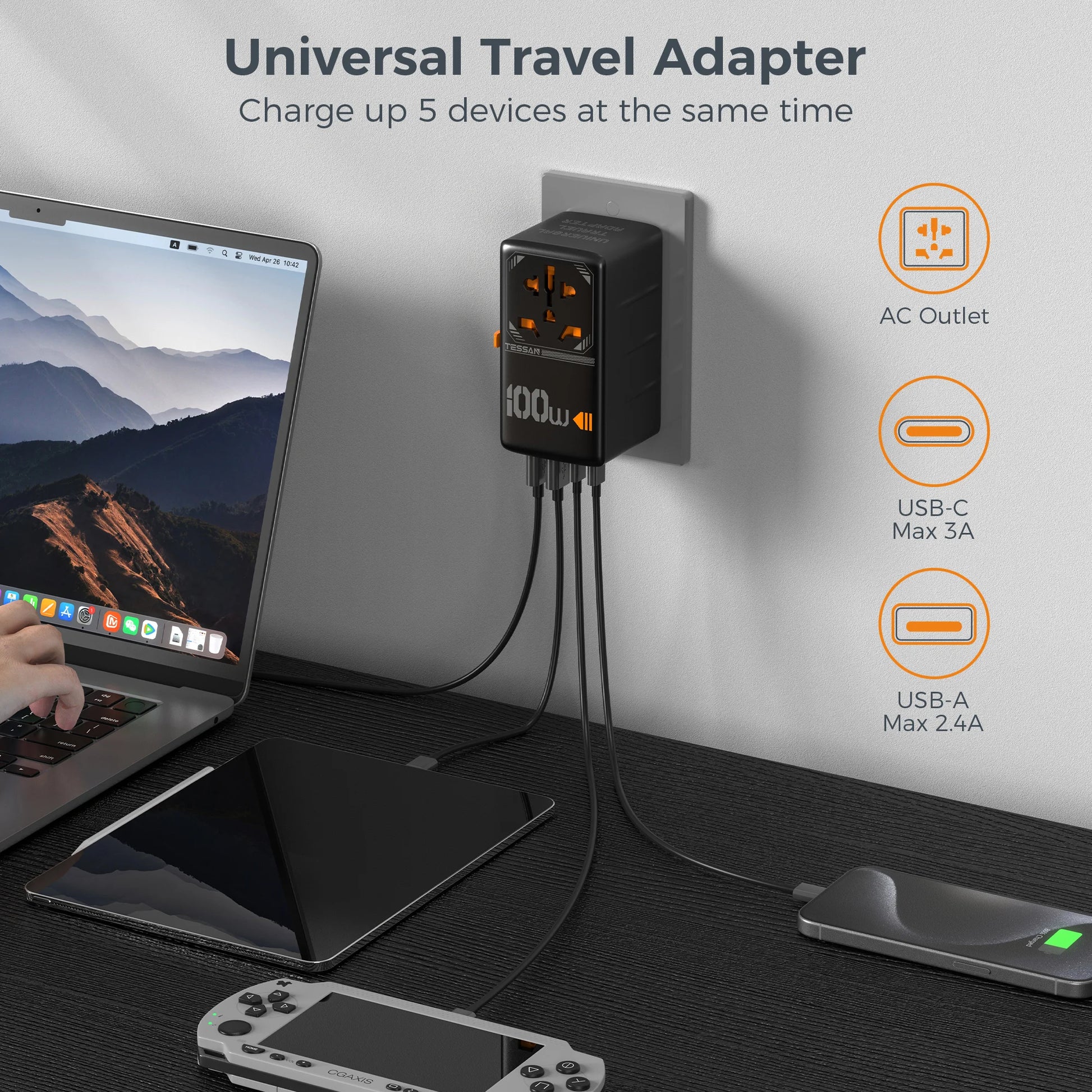 TESSAN 100W GaN Universal Travel Charger