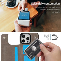 Leather Wallet Case with Card Holder & Kickstand for iPhone 15 Series – Stylish Protection & Functionality