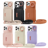 Crossbody Leather Wallet Phone Case with Card Slots and Ring Holder for iPhone 14 Series