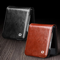 Retro Elegant Genuine Cowhide Leather Flip Case for Samsung Galaxy Z Flip 6