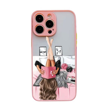 Young Girl Cute Flower Phone Case for iPhone 15 Series