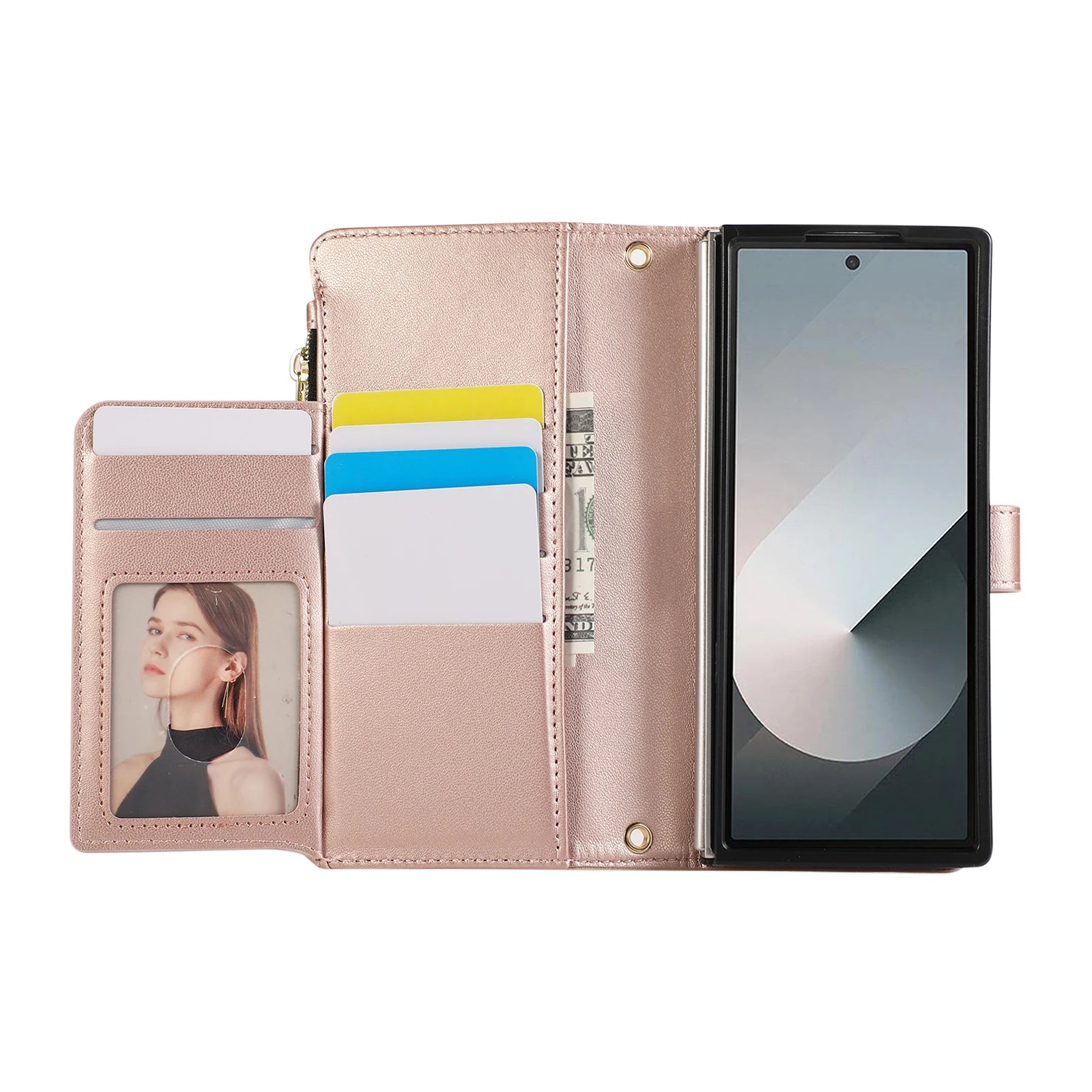 Crossbody Zipper Card Slot Fragrant Leather Wallet Case for Samsung Galaxy Z Fold 5