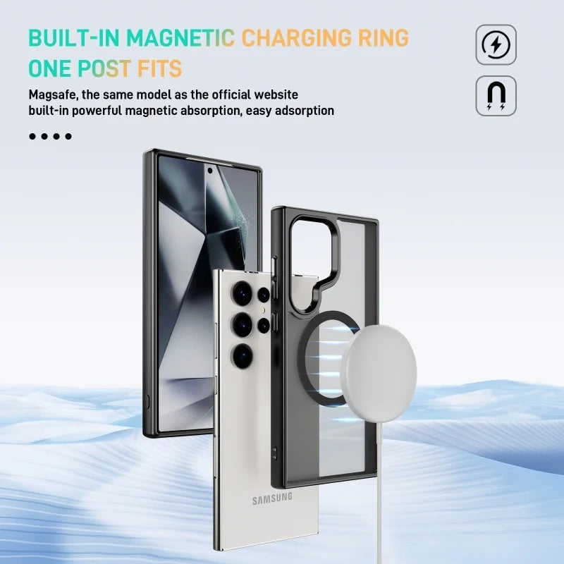 Translucent Magnetic Wireless Charging Phone Case for Samsung Galaxy S23 Series