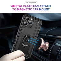 Rugged Armor Case with Metal Ring Holder for iPhone 16 Series