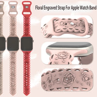 Silicone Floral Engraved Strap for Apple Watch