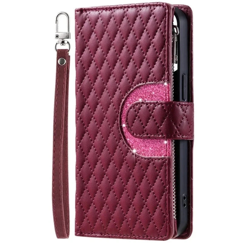 Zipper Wallet Flip Leather Phone Case with Long Lanyard for Samsung Galaxy S24 Series