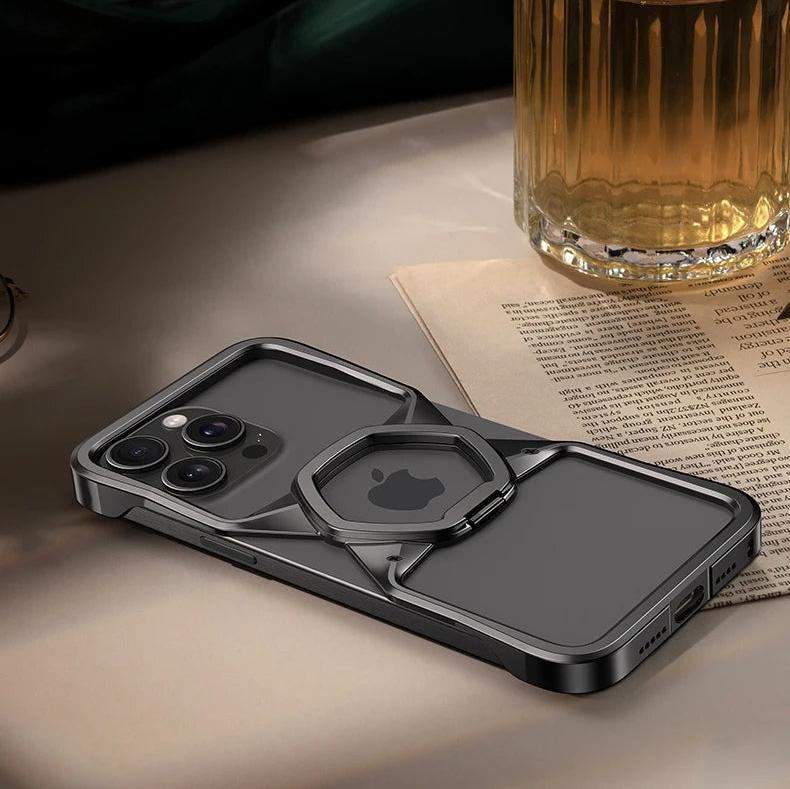 Heavy Armor Hexagon Hollow Aluminium Metal Case for iPhone 15 Series