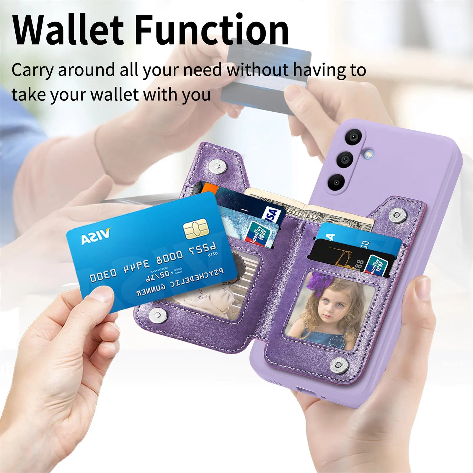 Zipper Card Slot Holder Leather Wallet Case for Samsung Galaxy S23 Series