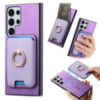 2-in-1 Magnetic Wallet Leather Case with Card Slot and Detachable Ring Holder for Samsung Galaxy S23 Series