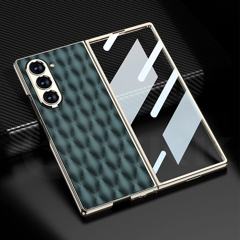 Luxury Plating Diamond Leather Case with Screen Protection for Samsung Galaxy Z Fold 6