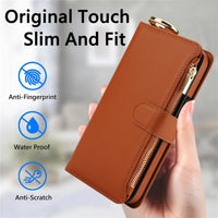 Crossbody Ring Holder Zipper Cards Slot Wallet Leather Case For Samsung Galaxy S23 Series