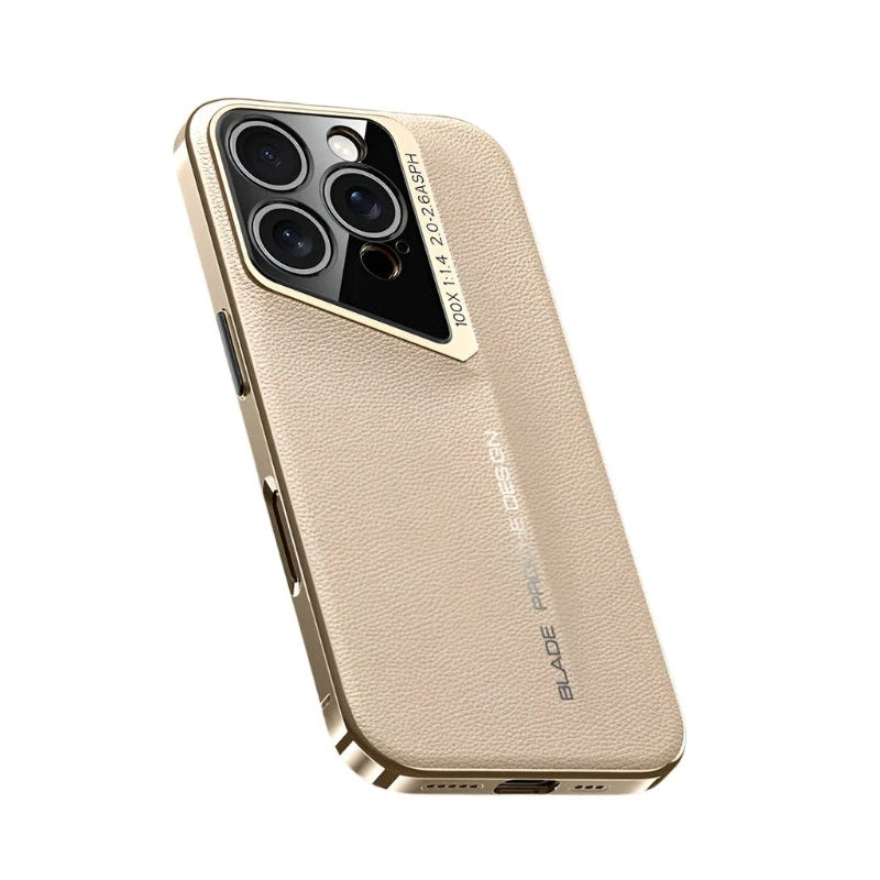 Luxury Shockproof Hard PC and PU Leather Case for iPhone 16 Series