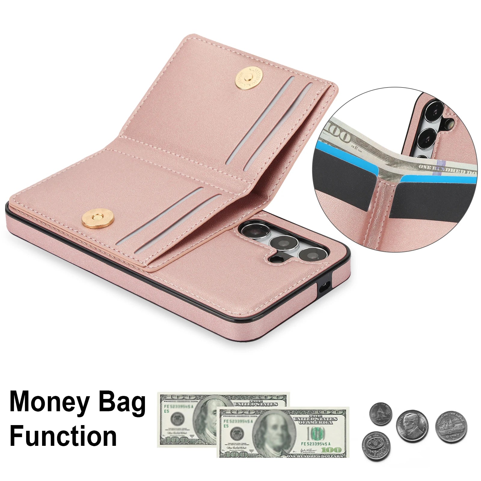 Ring Holder Wallet Leather Stand Case for Samsung Galaxy S23 Series