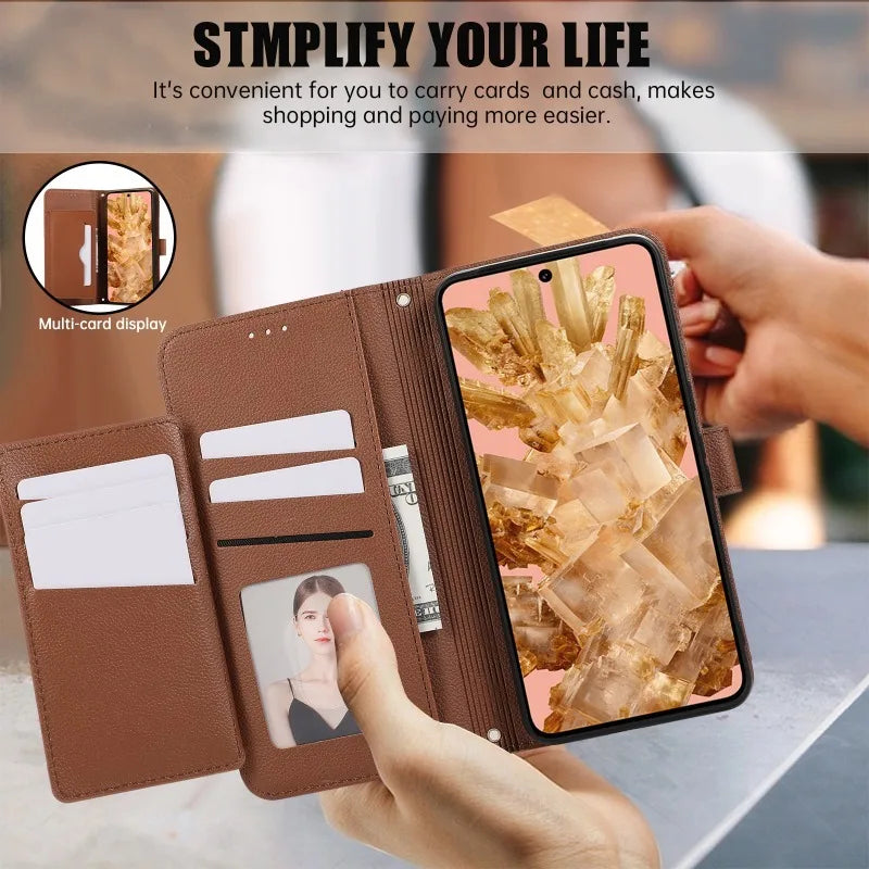 Leather Flip Crossbody Wallet Phone Case with Card Slots for Google Pixel 8 Series